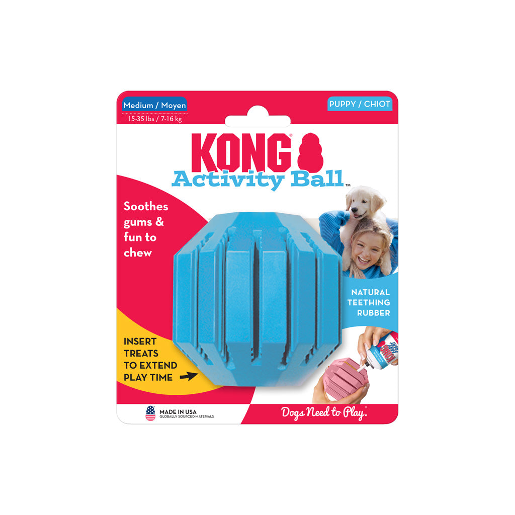 KONG Puppy Activity Ball Sm – Sjov og stimulerende tyggelegetøj til hvalpe