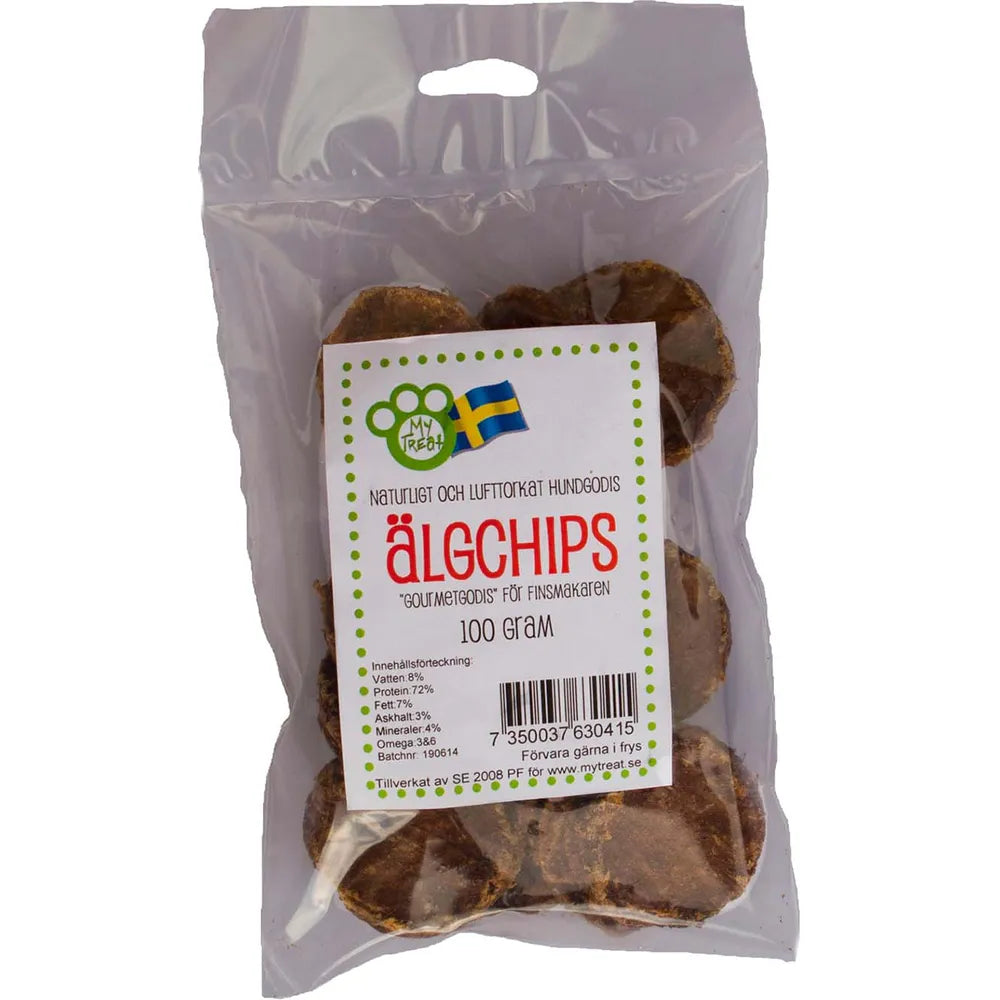 My Treat Elg – naturlige hundesnacks | Vælg Elg Strix eller Elgchips 100 g