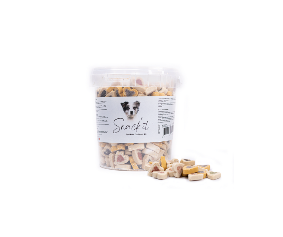 Snack'it Semi-Moist Duo Hearts Mix 500g – Smagfuld og Blød Snack til Hunde