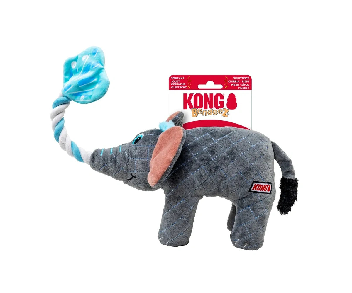 KONG Bendeez Elephant L – bøjelig elefant med rebkerne og piv