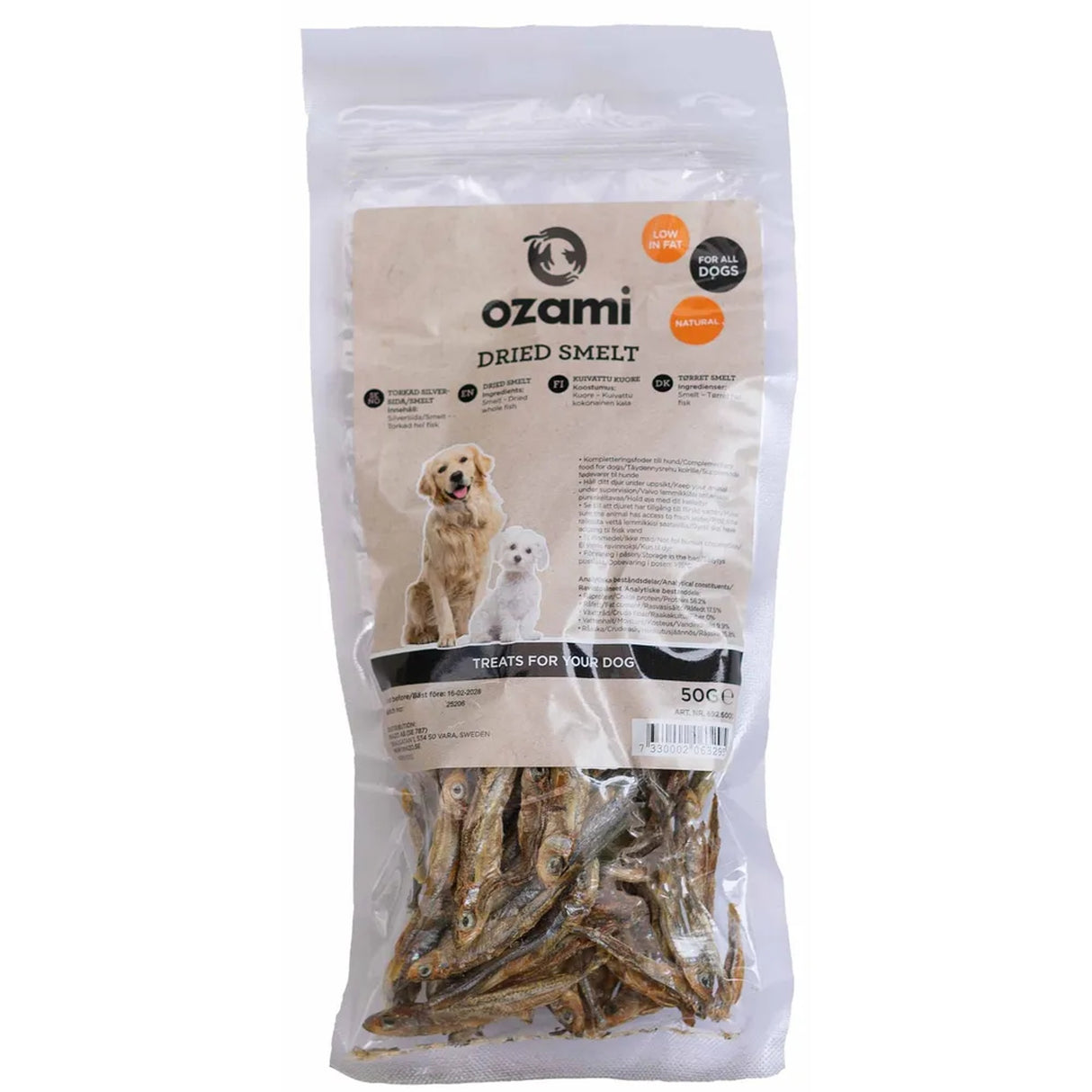 Ozami Snack Small Sand Smelt 50 g – Naturlig fiskesnack til hunde
